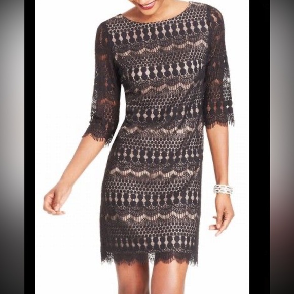 Jessica Howard Black Lace Long Sleeve Dress - Picture 4 of 4